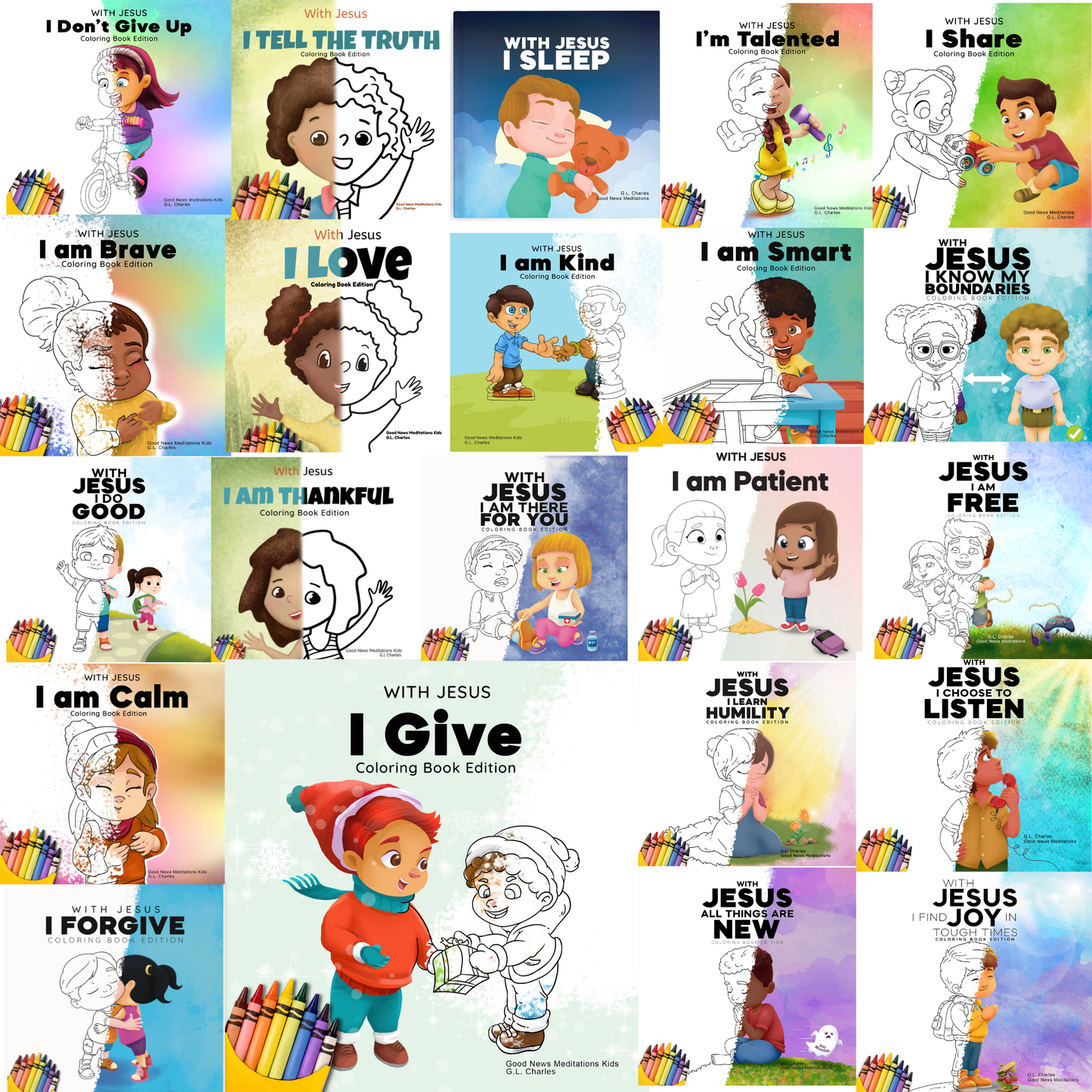 Digital Coloring Books Bundle (22 coloring books) Series 1 & 2 - Print Ready - Digital Product - Instant Download - With Jesus Series - With Text