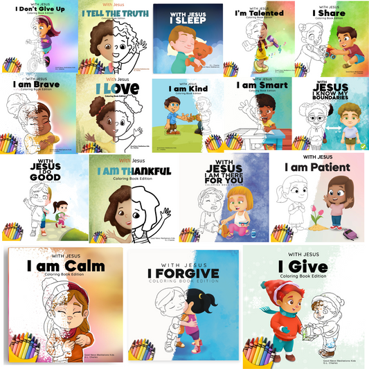 Digital Coloring Books Bundle (17 coloring books) - Print Ready - Digital Product - Instant Download - With Jesus Series - With Text
