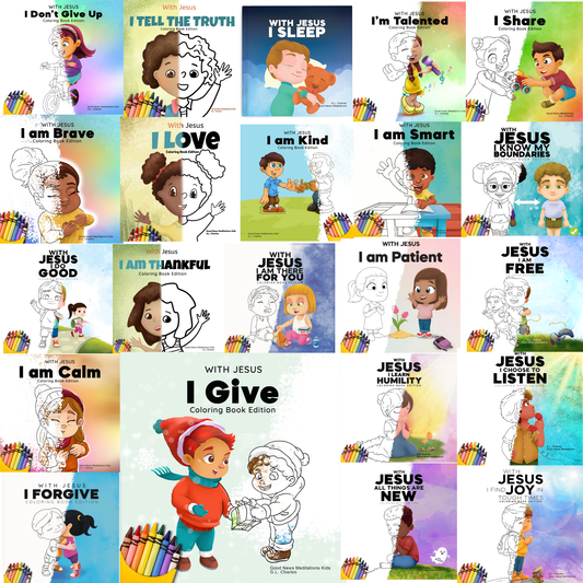 Digital Coloring Books Bundle (22 coloring books) Series 1 & 2 - Print Ready - Digital Product - Instant Download - With Jesus Series - With Text