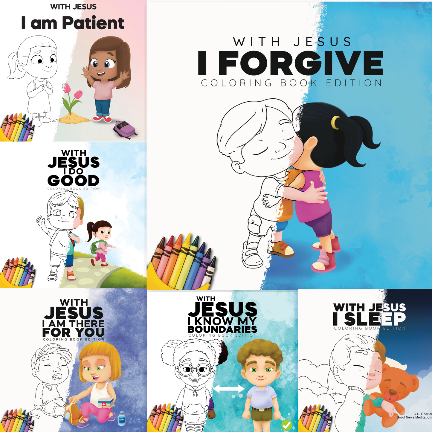 Digital Coloring Books Bundle (6 coloring books) - Print Ready - Digital Product - Instant Download - With Jesus Series - With Text - Exclusive Discount